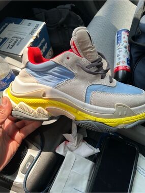 Balenciaga Chunky Sneaker in Light Blue, Yellow & Red